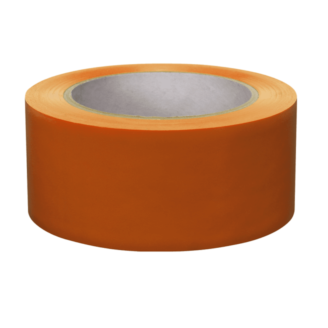 A roll of orange wide adhesive tape.